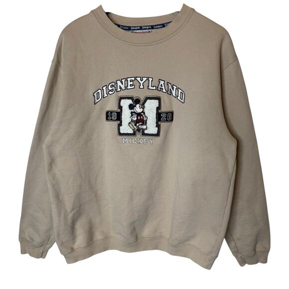 Disneyland Vintage Mickey Crewneck Sweatshirt Medium Beige Crew Neck Disney - Picture 1 of 5